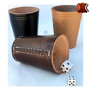 Jeu de dés en cuir de vachette personnalisé Shaker tasse avec boîte ronde fait stylo papeterie cadeau - Product Image 5