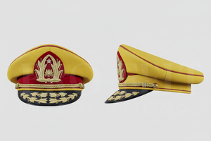 Black Formal Embroidered Peak Cap Hand made Gold Leaf Design Premium Wool Blend Custom Logo Adjustable Uniform Style Visor Cap - Product Image 6