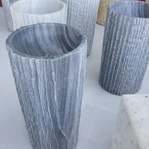 Luxury Modern Hand-Carved Marble Freestanding Wash <b>Basin</b>-Premium Sink Bowl for Bathroom Vanity in Hotels Resorts & Villas - Product Image 1