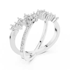 Bague pour femme en or blanc 18 carats plaqué rhodium, sertie de diamants de laboratoire en grappe croisée, pour mariage, fiançailles, fêtes et événements élégants - Product Image 3