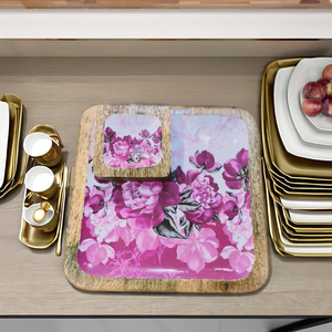 Plateau à chips et à trempette en bois carré de 10 pouces personnalisé imprimé Durable et écologique - Product Image 1