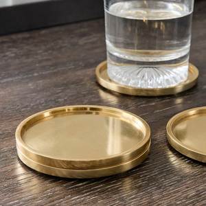 Luxury <b>Round</b> Metal Coasters <b>Set</b> With Non Slip Base <b>For</b> <b>Dining</b> <b>Table</b> Coffee Mug And Glass Protection - Product Image 4