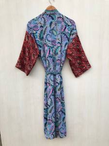 ชุดเดรสวินเทจสไตล์ลำลอง ผ้าไหมแท้ 100% คิโมโน ดีไซน์คอวี แขนยาว ชุดนอนสุดพิเศษ ชุดลำลอง ชุดคลุมบิกินี่ - Product Image 4