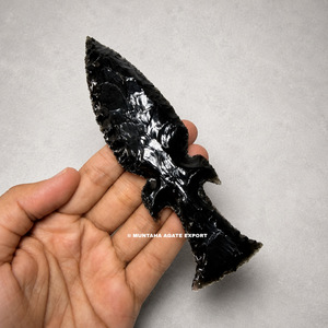 Sculpture de couteau en obsidienne noire, artisanale, forme libre, objet de collection, artisanat en pierres précieuses, qualité supérieure, 6 pouces - Product Image 2