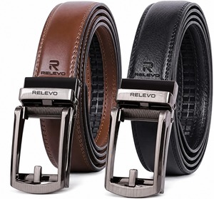 Ceinture en cuir de luxe RELEVO pour homme, en cuir de vache, avec boucle automatique en alliage, réglable par cliquet, style business décontracté - Product Image 4