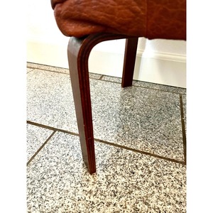 Most Selling Square Brown <b>Leather</b> <b>Pouf</b> With Wooden Legs Modern Living Room Decor - Product Image 2