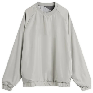 Custom Wholesale <b>Mens</b> Light <b>Grey</b> Crew Neck Windbreaker Jacket Loose Fit Raglan Sleeve Plain Pullover Casual Autumn Outerwear - Product Image 1