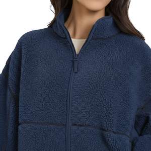 Chaqueta Sherpa Azul Extra Grande con Cierre para Mujer, Sudadera de Cuello Alto para Invierno, Diseño de Logotipo Personalizado, para Exteriores - Product Image 6