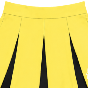 Ensemble d'uniforme de cheerleading jaune, noir et blanc, avec crop top sans manches à col en V et jupe plissée, pour spectacle de danse et équipe de cheerleading - Product Image 6