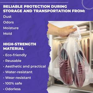 Clear 10 X 14 Inches Cotton Drawstring <b>Travel</b> <b>Bags</b> <b>Pack</b> of 50 Waterproof Dust <b>Bags</b> <b>for</b> Shoes Double Drawstring - Product Image 3