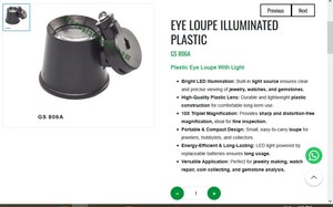 Illuminated Plastic Eye Loupe 10X <b>LED</b> Magnifier Jewelry Making Tool Portable Inspection Loupe Watch Repair |Item No GS-806A - Product Image 3