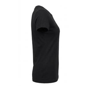 Camisetas de algodón y poliéster negras para mujer, al por mayor, con logotipo personalizado, de alta calidad, para verano, estilo urbano, modernas y transpirables, para chicas. - Product Image 3