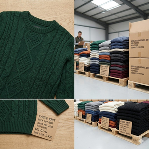 Lot de pulls en stock du Bangladesh, modèles mixtes tricotés à col rond, vêtements d'hiver chauds, surplus de production, vente en gros, déstockage en vrac - Product Image 3
