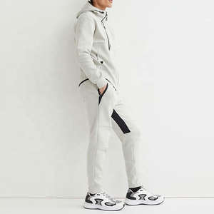 Survêtement pour homme de haute qualité, look classique, à capuche, tissu extensible uni, poids moyen, coupe régulière, respirant, séchage rapide, 100% coton - Product Image 3