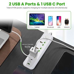 Multipresa da Parete 5.9FT con 3 Prese AC, 2 USB e 1 Porta USB-C, 2500W - Product Image 5