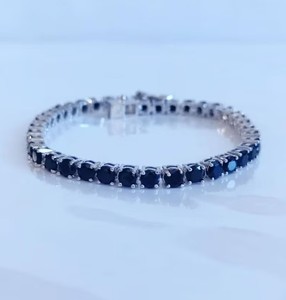 Black Onyx Tennis Bracelet Sterling <b>Silver</b> White Gold Plated Luxury Gemstone Women's Wedding & Anniversary Gift Jewelry - Product Image 1