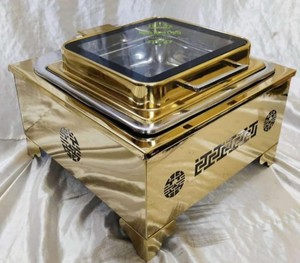 Gold Square Hydraulic Chafing Dish Buffet <b>Food</b> Warmer Stainless Steel Catering <b>Server</b> for Hotel Wedding Banquet - I H C - Product Image 3