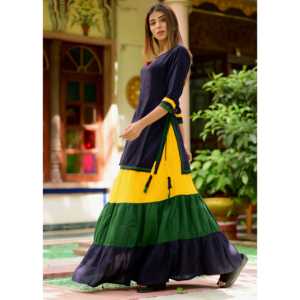 ชุดเดรสกระโปรงทรงเอลายทางหลากสีสวยงาม - Product Image 5