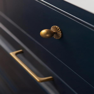 Antique Brass Cabinet Knobs Classic Vintage Flat <b>Drawer</b> <b>Pulls</b> <b>Drawer</b> Knobs Stylish Design Kitchen Cupboard Bathroom Metal Knobs - Product Image 3