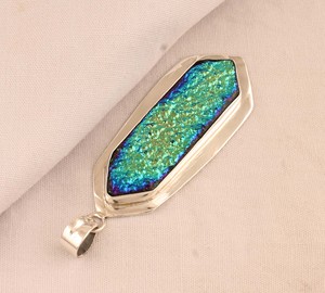 Colgante Vintage de Druzy Natural, Plata de Ley 925, Venta al por Mayor, Forma Elegante, Gema Grande de Druzy, Joyería de Plata Hecha a Mano, Brillante - Product Image 5