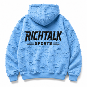 Sweat à capuche tricoté surdimensionné pour homme, imprimé, 100 % coton, uni, streetwear, bleu, avec poche frontale à logo, écologique, respirant, hiver - Product Image 2