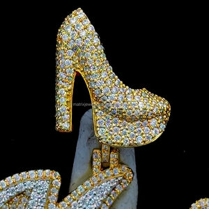 จี้ตัวอักษรมอสซาไนต์ เงินแท้ 925 แบบสั่งทำพิเศษ ประดับเพชร VVS สไตล์ฮิปฮอปสำหรับผู้หญิง จี้มอสซาไนต์แบบสั่งทำพิเศษ - Product Image 6