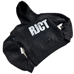 Sweat-shirt d'hiver à séchage rapide avec motif tête de mort, 100 % coton, broderie de logo personnalisé, strass, impression personnalisée, marque privée - Product Image 4