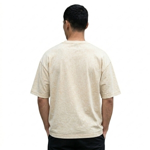 T-shirt oversize délavé en coton et polyester, manches courtes, col rond, coupe carrée, style streetwear décontracté, été - Product Image 5