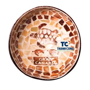Bol en noix de coco mosaïque de haute qualité, vente chaude, fait main, incrustation de nacre, tortue de mer, bol décoratif - Product Image 1