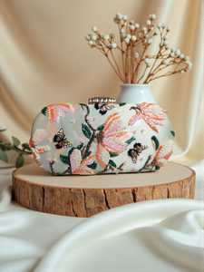 Bolso de mano bordado con estampado floral para mujer, ideal para bodas, fiestas de noche, hecho a mano en India, venta al por mayor. - Product Image 4