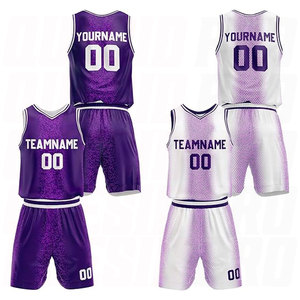 เสื้อบาสเก็ตบอลซับลิเมชั่นแบบกลับด้านได้ สีม่วงฮาล์ฟโทน คอวี แขนกุด สำหรับฝึกซ้อม ทีมบาสเก็ตบอล - Product Image 1