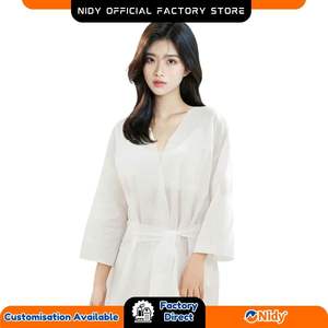 NIDY ®   Peignoir jetable – Peignoir extra large doux et absorbant à usage unique pour hôtel, spa, voyage et hôtellerie. - Product Image 1