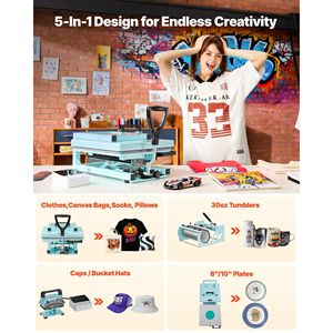 Presse à chaud manuelle multifonction 5 en 1 toute nouvelle, 15 x 15 pouces, contrôle facile, presse à sublimation - Product Image 2