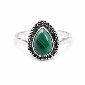 925 Sterling Silver Natural Green Malachite Gemstone <b>Ring</b> for Women Handmade Bohemian Style GIA Certified Fashion <b>Statement</b> - Product Image 1