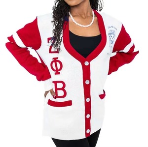 โรงงานผลิตเสื้อสเวตเตอร์ เสื้อคาร์ดิแกนถักแบบสั่งทำ ลายปักเรียบง่าย ทรงหลวมสำหรับผู้หญิง มีหลายสีให้เลือก - Product Image 3