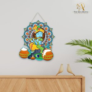 Artvibes Bal Krishna con Flauta, Colgador de Pared de Madera para Sala de Estar, Decoración Espiritual para el Hogar - Product Image 3