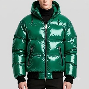 Veste matelassée à capuche verte pour homme, imperméable, enduite de PU, manteau d'hiver décontracté, fermeture éclair épaisse, coupe régulière - Product Image 4