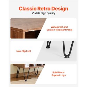 Mobiletto Porta Dischi in Metallo a 3 Ripiani con Gambe, per Camera da Letto e Soggiorno, con Porta CD e Supporto per Giradischi - Product Image 5