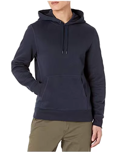 Sudadera con Capucha Azul Marino para Hombre, Manga Larga, Color Sólido, Algodón, Tejido Francés, para Otoño - Product Image 3