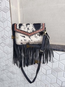 Nuevo Bolso de Hombro Tipo Sobre de Cuero Vacuno Auténtico con Flecos, Estilo Boho, Hecho a Mano, para Uso Diario de Mujeres - Product Image 3