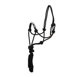 Black Nylon Braided Rope Horse Halter with Beaded Noseband & <b>Lead</b> Rope Adjustable Durable <b>Training</b> Halter OEM Supplier Bulk - Product Image 2