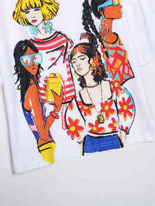 เสื้อยืดโอเวอร์ไซส์คุณภาพสูงสำหรับผู้หญิง ผ้าฝ้าย 100% พิมพ์ลายด้วยเทคนิคสกรีน คอกลม แขนสั้น มีจำหน่ายแล้ว - Product Image 2