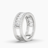 Élégante bague d'éternité classique VABS DIAMOND plaquée or 14K en argent 925, sertie de moissanite 2,00 carats à griffes, certifiée BG par un tiers