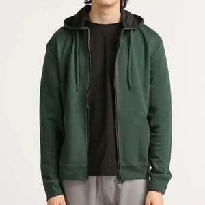 Sudadera con Capucha y Cremallera para Hombre, Verde Sólido, Felpa de Algodón, Estilo Casual, Corte Regular, Estilo Otoñal, Producción Harry Johnson - Product Image 3