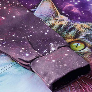Sweat à capuche unisexe imprimé chat galaxie, coupe classique, décontracté, 100 % polyester, impression par sublimation, pour l'automne - Product Image 6