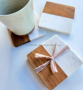 Posavasos de mármol y madera de diseño de lujo de la mejor calidad Posavasos de té de piedra de mármol natural con forma personalizada al por mayor - Product Image 2