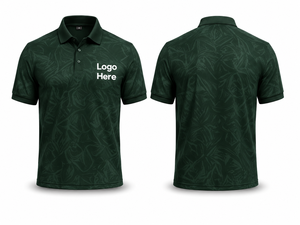 Camisas de Hombre con Logotipo Personalizado, Color Verde Oscuro, Bordadas, 100% Algodón, Manga Corta, Tejido de Punto, Secado Rápido, Estilo Casual - Product Image 1