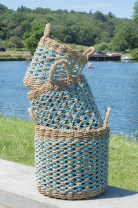Customize Handmade Storage <b>Basket</b> Natural <b>Woven</b> Seagrass <b>Basket</b> with Handles Boho Rustic Home Decor Laundry <b>Basket</b> - Product Image 4
