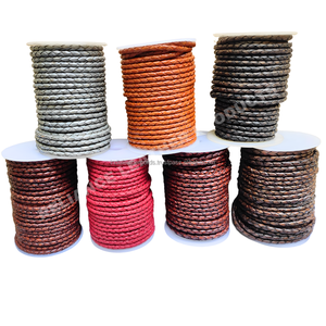 สายหนังถักโบโลคุณภาพสูง ขนาด 4 มม. สีน้ำตาลดำ ผลิตโดยผู้ผลิตชาวอินเดียโดยตรง จำหน่ายจำนวนมากสำหรับการออกแบบเครื่องประดับที่ทนทาน - Product Image 1