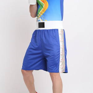 Ensemble de boxe pour homme, débardeur et short bleus en sublimation, polyester respirant, vêtements de sport personnalisés, uniforme de boxe - Product Image 4